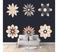 3D Wallpaper Geometric Flowers 150x105cm,Modern Art Wall Murals Photo Wall Mural Flowers,for Living Room Bedroom Children's Room Home Decoration, Easy to Install