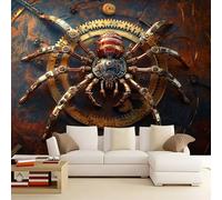 3D Wallpaper Golden Gear Spider 500x280 cm Poster Large Mural Photo Wallpaper, DIY Wall Art Mural for Living Room Bedroom Office Home Decor