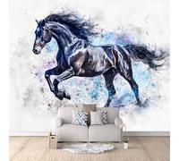3D Wallpaper Horse Running Mural Wall Horse Animal Photo Wallpaper 300x256 cm Non-Woven Fabric Easy to Install Wall Paper for Living Room Kitchen Children's Room Bedroom Accessories Interior Poster
