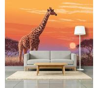 3D Wallpaper Hyper-Realistic Style Serengeti Savanna Giraffe Wall Mural Home Decor, for Living Room Bedroom Kids Room, Non-Woven Photo Wallpaper 500 x 280 cm Premium Feature Wall Mural