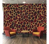 3D Wallpaper, Luxury Leopard Print with Gold Leaf Outline on Burgundy Background, Textured for Modern Living Room and Bedroom