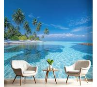 3D Wallpaper Maldives Tropical Islands, 150×105 Cmpalm Trees and Seawater Wall Murals Photo Wall Mural Sky Blue,for Living Room Bedroom Children's Room Home Decoration