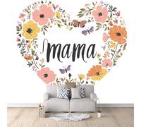 3D Wallpaper Mama 150x105cm,Modern Art Wall Murals Photo Wall Mural Flowers Heart,for Living Room Bedroom Children's Room Home Decoration, Easy to Install