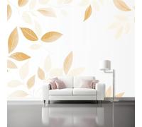 3D Wallpaper Modern Minimalist Gold Leaf Branches and Leaves Print Peel and Stick Wall Mural, 200 x 140 cm Home Decoration Non-Woven Murals for Living Room Bedroom Children's Room - Gold Wall Decor