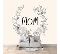 3D Wallpaper Mom 150x105cm,Modern Art Wall Murals Photo Wall Mural Fresh Flower Wreath,for Living Room Bedroom Children's Room Home Decoration, Easy to Install