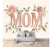 3D Wallpaper Mom 300x256cm,Modern Art Wall Murals Photo Wall Mural Flowers Butterfly,for Living Room Bedroom Children's Room Home Decoration, Easy to Install