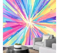 3D Wallpaper Murals Abstract Pastel 150x130cm,Multi-Color Cute Optical Illusion Wall Mural Silk Wall Decor Art for Living Room Bedroom
