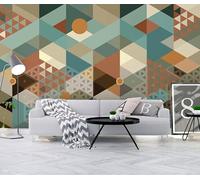 3D Wallpaper Murals Modern Multi-Color Geometry 200x150cm，Triangle Splicing Wall Mural Silk Wall Decor Art for Living Room Bedroom