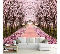 3D Wallpaper Murals Pink & Cherry Blossom Path Wall Posters Photo Wall Murals 3D Wall Stickers Effect Decoration Wallpaper Boys Girls for Bedroom Living Room 200cm×140cm