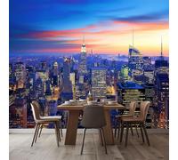 3D Wallpaper New York City Sunset View 500x280 cm Poster Large Mural Photo Wallpaper, DIY Wall Art Mural for Living Room Bedroom Office Home Decor