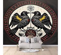 3D Wallpaper Nordic Crow 250x175cm,Modern Art Wall Murals Photo Wall Mural Ancient Runes,for Living Room Bedroom Children's Room Home Decoration, Easy to Install