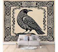 3D Wallpaper Nordic Crow 250x175cm,Modern Art Wall Murals Photo Wall Mural Runes,for Living Room Bedroom Children's Room Home Decoration, Easy to Install