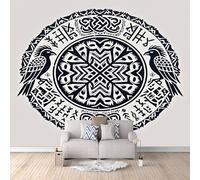 3D Wallpaper Nordic Crow 250x175cm,Modern Art Wall Murals Photo Wall Mural Runes,for Living Room Bedroom Children's Room Home Decoration, Easy to Install