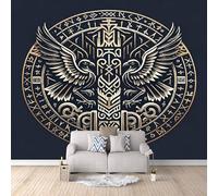 3D Wallpaper Nordic Crow 500x280cm,Modern Art Wall Murals Photo Wall Mural Runes,for Living Room Bedroom Children's Room Home Decoration, Easy to Install