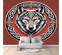 3D Wallpaper Nordic Wolf 150x105cm,Modern Art Wall Murals Photo Wall Mural Runes,for Living Room Bedroom Children's Room Home Decoration, Easy to Install
