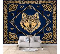 3D Wallpaper Nordic Wolf 150x105cm,Modern Art Wall Murals Photo Wall Mural Runes,for Living Room Bedroom Children's Room Home Decoration, Easy to Install