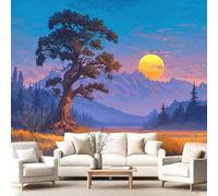 3D Wallpaper Peaceful Elegant Landscape 315 x 215 cm Wall MuralMoon Mountain Tree Wallpaper Mural for Bedroom Kindergarten Scenic Garden Wall Hanging