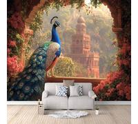 3D Wallpaper Peacock 500x280cm,Modern Art Wall Murals Photo Wall Mural Castle,for Living Room Bedroom Children's Room Home Decoration, Easy to Install