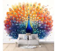 3D Wallpaper Peacock Spreads Its Tail 250x175cm,Modern Art Wall Murals Photo Wall Mural,for Living Room Bedroom Children's Room Home Decoration, Easy to Install
