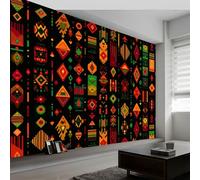 3D Wallpaper Photo African Tribes Geometric Rhombuses Wall Mural 450 x 280 cm, Non-Woven Southwestern Art Print Wallpaper Bedroom Decoration Wall Covering Poster Picture Design