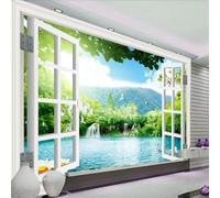 3D Wallpaper Photo Mural Forest River Landscape 500(W) X350(H) Cm Peel And Stick Wall Poster Tv Background Decorative Wall Decal Wall Art For Kids Room Living Room Bedroom Restaurant O-6819085
