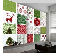 3D Wallpaper Photo Reindeer Snowflake Herringbone Geometric Wall Mural 350 x 256 cm, Non-Woven Vintage Art Print Wallpaper Bedroom Decoration Wall Covering Poster Picture Design