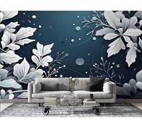 3D Wallpaper Plants Photo Wallpaper Non-Woven Wall Mural Covering for Bedroom Living Room Hallway TV Background Wall Decor 250cm x 175cm (WxH) Blue -Ab19