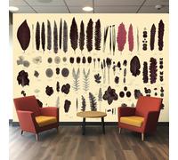 3D Wallpaper - Pressed Herbarium Collection with Ferns & Flowers, Botanical Print Polyester Wallpaper for Living Room Bedroom, Pwallpaper 3D Wall Decor