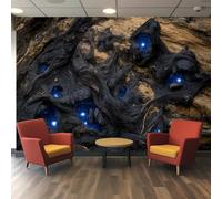 3D Wallpaper Pwallpaper - Bioluminescent Fungal Mycelium Network with Glowing Nodes and Root-Like Patterns, Nature Theme Polyester Wallpaper for Living Room Bedroom Decor