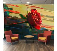 3D Wallpaper Pwallpaper - Glitch Art Digital Rose with Pixel Corruption Effect, Horizontal Scan Lines and Color Shift Design, Cyberpunk Style Polyester Wallpaper for Living Room Bedroom