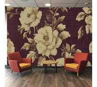 3D Wallpaper Pwallpaper - Jacquard Loom Floral Damask Pattern with Woven Textile Texture and Ornate Repeating Design, Polyester Wallpaper for Living Room Bedroom Decor
