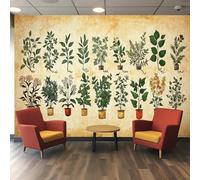 3D Wallpaper Pwallpaper - Medieval Herbalist's Glossary Style with Rustic Medicinal Herb Drawings, Vintage Botanical Manuscript Design Polyester Wallpaper for Living Room Bedroom