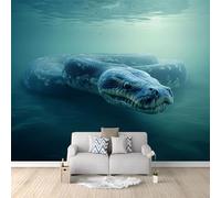 3D Wallpaper Python 350 x 256 cm Wall Murals, Wildlife Non-Woven Photo Wall Mural for Living Room Bedroom Children's Room Office Decoration, Easy to Install