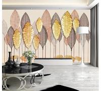 3D Wallpaper Relief Luxury Gold Leaf Leaves Art | Easy to Install Ideal for Creating Luxurious Décor in Bespoke Offices Living Rooms Bedrooms and Behind TV Screens-150cm×105cm