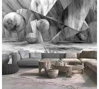 3D Wallpaper Retro Grey Stone Balls Concrete Buildings Bar | Easy to Install Ideal for Creating Luxurious Décor in Bespoke Offices Living Rooms Bedrooms and Behind TV Screens-300cm×210cm