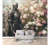 3D Wallpaper Retro Knight 150x105cm,Modern Art Wall Murals Photo Wall Mural Rose Flower,for Living Room Bedroom Children's Room Home Decoration, Easy to Install