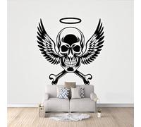 3D Wallpaper Skeleton Mural Wall Wings Gothic Photo Wallpaper 250x175 cm Non-Woven Fabric Easy to Install Wall Paper for Living Room Kitchen Children's Room Bedroom Accessories Interior Poster