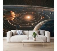 3D Wallpaper Solar System Planets 200 x 140 cm Non-Woven Photo Wallpaper, Sci-Fi Universe Photo Wall Mural for Bedroom Study Game Room Nursery Living Room Decor