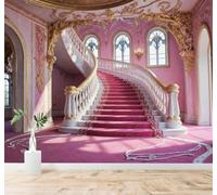3D Wallpaper Three Dimensional Elegant Pink Palace Steps Golden Decorations