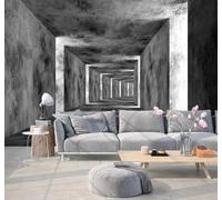 3D Wallpaper Three Dimensional Grey Concrete Wall Spatial Extension | Easy to Install Ideal for Creating Luxurious Décor in Bespoke Offices Living Rooms Bedrooms and Behind TV Screens-300cm×210cm