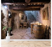 3D Wallpaper Three Dimensional Rustic Stone Cottage Candlelight Wooden | Silk Texture Suitable for the Home Study Office Schemes Dining Rooms Sofas Bedrooms Living Rooms TV Feature Walls-200cm×140cm