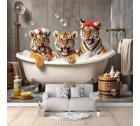 3D Wallpaper Tiger 250x175cm,Modern Art Wall Murals Photo Wall Mural Funny,for Living Room Bedroom Children's Room Home Decoration, Easy to Install