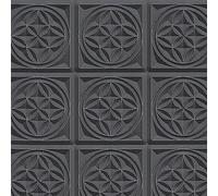 3D Wallpaper Tin Tile Modern Graphic Futuristic Black Grey Silver AS Creation
