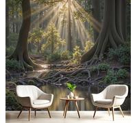3D Wallpaper Tropical Rainforest, 200×150 Cmsunlight Filters Through The Dense Foliage Wall Murals Photo Wall Mural Mixed Colors,for Living Room Bedroom Children's Room Home Decoration