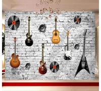 3D Wallpaper Vintage Brick Wall Guitar Music Bar | Easy to Install Ideal for Creating Luxurious Décor in Bespoke Offices Living Rooms Bedrooms and Behind TV Screens-150cm×105cm