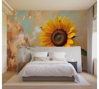3D Wallpaper Vintage Golden Sunflowers Leaves Abstract Rural Landscape | Silk Texture Suitable for the Home Study Office Schemes Dining Rooms Sofas Bedrooms Living Rooms TV Feature Walls-400cm×280cm