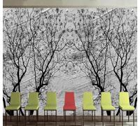 3D Wallpaper Vintage Grey Concrete Walls Hand Painted Trees | Easy to Install Ideal for Creating Luxurious Décor in Bespoke Offices Living Rooms Bedrooms and Behind TV Screens-300cm×210cm