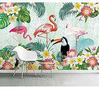 3D Wallpaper Wallpaper Background Wall Paper Tropical Plant Parrot Flamingo Mural- Wallpaper Grey Wall Sticker Border self Adhesive Brick Bathroom Silver Bedroom Borders Glitter kitchen-350cm×256cm