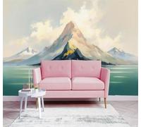 3D Wallpaper Watercolour Lakes Mountain Peaks Clouds Natural Landscapes | Luxury Decorative Stickers Suitable for all Walls in Home Dining Rooms Sofas Living Rooms Bedrooms Well As Murals-400cm×280cm