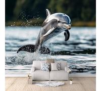 3D Wallpaper Whale River Mural Wall Whale Animal Photo Wallpaper 500x280 cm Non-Woven Fabric Easy to Install Wall Paper for Living Room Kitchen Children's Room Bedroom Accessories Interior Poster
